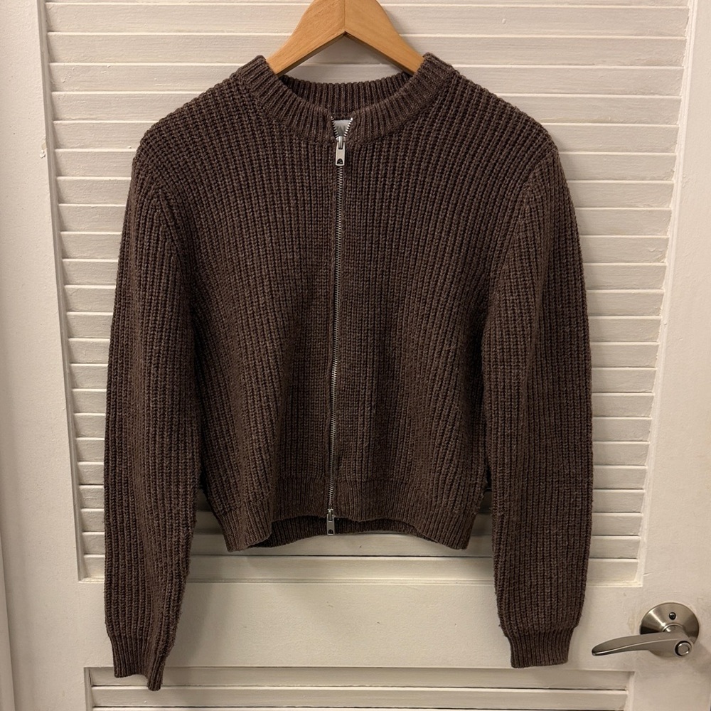 Brown double zip sweater